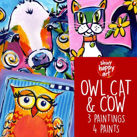 OWL CAT AND COW