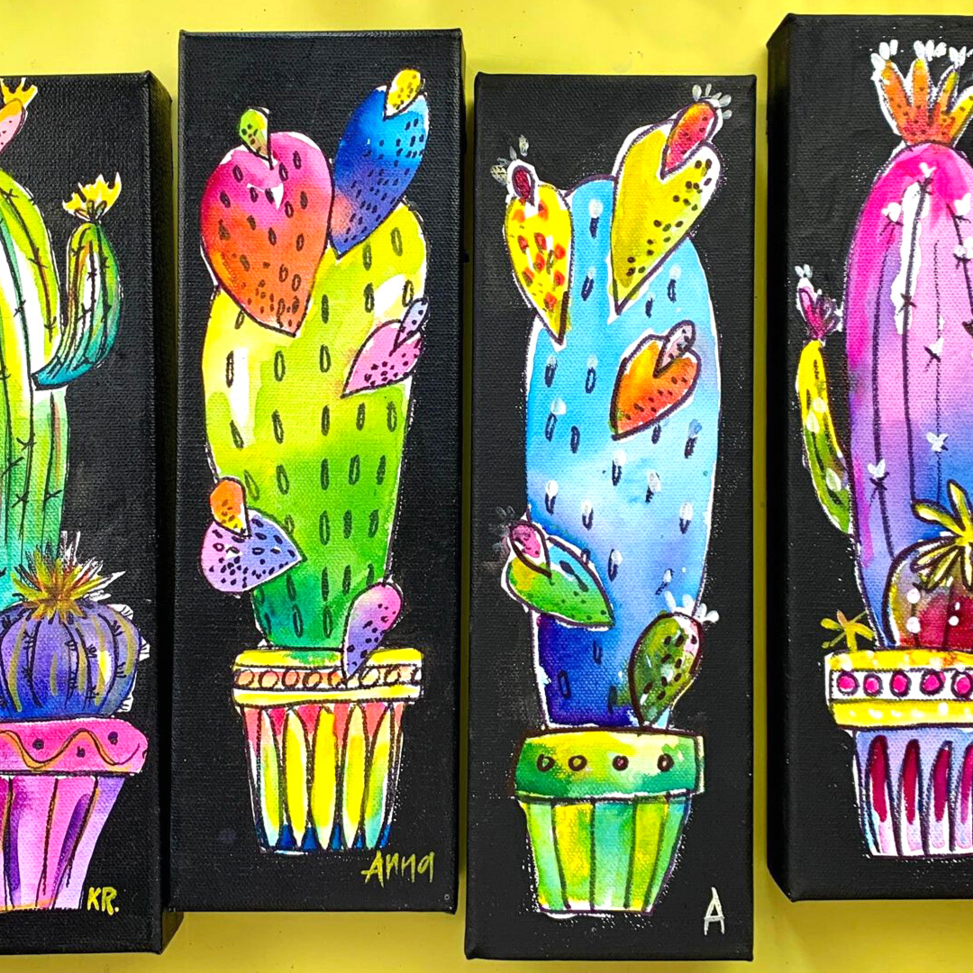 Colourful Cacti Paint Along